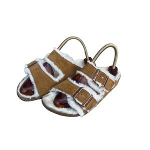 Birkenstock Arizona Serling Beige Suede Kids Boys Size 33 EU 2 US EUC Summer